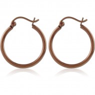 STERILE COFFEE PVD COATED SURGICAL STEEL WIRE HOOP EARRINGS - ROUND