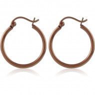 STERILE COFFEE PVD COATED SURGICAL STEEL WIRE HOOP EARRINGS - ROUND PIERCING