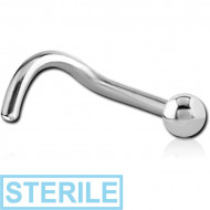 STERILE SURGICAL STEEL LEFT CURVED BALL NOSE STUD PIERCING