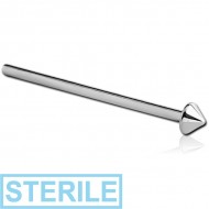 STERILE SURGICAL STEEL STRAIGHT CONE NOSE STUD 15MM PIERCING
