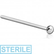 STERILE SURGICAL STEEL STRAIGHT HALF BALL NOSE STUD 15MM PIERCING