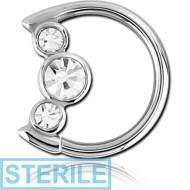 STERILE SURGICAL STEEL JEWELLED OPEN MOON SEAMLESS RING PIERCING