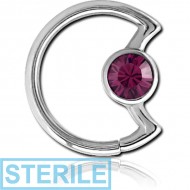 STERILE SURGICAL STEEL JEWELLED OPEN SEAMLESS RING - LEFT - MOON PIERCING