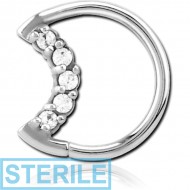 STERILE SURGICAL STEEL JEWELLED OPEN SEAMLESS RING - RIGHT - MOON PIERCING