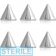 PACK OF 6 STERILE SURGICAL STEEL CONES PIERCING
