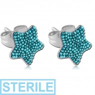 STERILE SURGICAL STEEL MULTICOLOUR BALLS STAR OF CUP EAR STUDS PAIR PIERCING