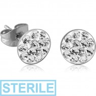 STERILE PAIR OF SURGICAL STEEL CRYSTALINE JEWELLED EAR STUDS