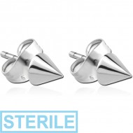 STERILE PAIR OF SURGICAL STEEL CONE EAR STUDS PIERCING