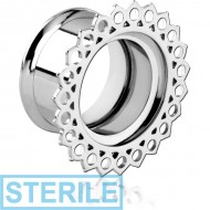 STERILE STAINLESS STEEL DOUBLE FLARED INTERNALLY THREADED TUNNEL PIERCING