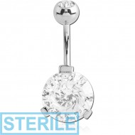 STERILE SURGICAL STEEL ROUND 12MM CZ DOUBLE JEWELLED NAVEL BANANA PIERCING