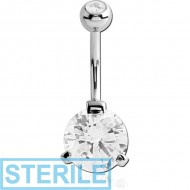 STERILE SURGICAL STEEL SUPER ROUND 10MM CZ DOUBLE JEWELLED NAVEL BANANA PIERCING