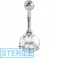 STERILE SURGICAL STEEL HONEYCOMB ROUND 10MM CZ DOUBLE JEWELLED NAVEL BANANA PIERCING