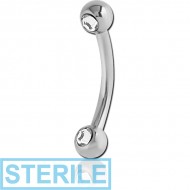 STERILE SURGICAL STEEL DOUBLE SIDE SWAROVSKI CRYSTALS JEWELLED CURVED MICRO BARBELL PIERCING