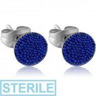 STERILE STERLING SILVER 925 MULTICOLOUR BALLS EAR STUDS PAIR