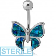 STERILE SURGICAL STEEL SYNTHETIC MOTHER OF PEARL MOSAIC NAVEL BANANA PIERCING