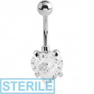 STERILE SURGICAL STEEL WILD HEART PRONG SET 10MM CZ JEWELLED NAVEL BANANA PIERCING