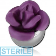 STERILE SURGICAL STEEL BALL WITH GLASS COATED FLOWER PIERCING