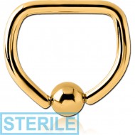STERILE GOLD PVD COATED SURGICAL STEEL BALL CLOSURE D-RING PIERCING
