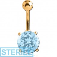 STERILE GOLD PVD COATED BRASS JEWELLED NAVEL BANANA PIERCING