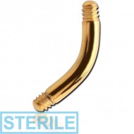 STERILE GOLD PVD COATED SURGICAL STEEL CURVED BARBELL PIN PIERCING