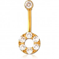 STERILE GOLD PVD COATED SURGICAL STEEL INTERNALLY THREADED DOUBLE JEWELLED NAVEL BANANA PIERCING