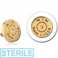 STERILE GOLD PVD COATED SURGICAL STEEL ATTACHMENT FOR 1.6MM INTERNALLY THREADED PINS PIERCING