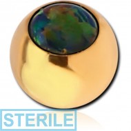 STERILE GOLD PVD COATED SURGICAL STEEL JEWELLED MICRO BALL WITH SYNTHETIC OPAL PIERCING