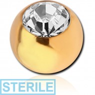 STERILE GOLD PVD COATED SURGICAL STEEL FLAT STONE SWAROVSKI CRYSTAL JEWELLED MICRO BALL PIERCING