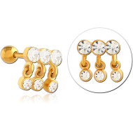 GOLD PVD COATED SURGICAL STEEL JEWELLED TRAGUS MICRO BARBELL PIERCING