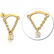 STERILE GOLD PVD COATED SURGICAL STEEL JEWELLED TRAGUS MICRO BARBELL