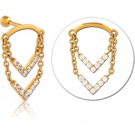STERILE GOLD PVD COATED SURGICAL STEEL JEWELLED TRAGUS MICRO BARBELL