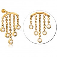 STERILE GOLD PVD COATED SURGICAL STEEL JEWELLED TRAGUS MICRO BARBELL