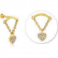 STERILE GOLD PVD COATED SURGICAL STEEL JEWELLED TRAGUS MICRO BARBELL
