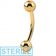STERILE GOLD PVD COATED SURGICAL STEEL CURVED MICRO BARBELL