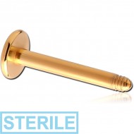 STERILE GOLD PVD COATED SURGICAL STEEL MICRO LABRET PIN PIERCING