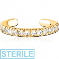 STERILE GOLD PVD COATED SURGICAL STEEL JEWELLED EAR CUFF