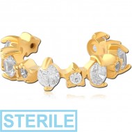 STERILE GOLD PVD COATED SURGICAL STEEL JEWELLED EAR CUFF