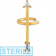 STERILE GOLD PVD COATED SURGICAL STEEL JEWELLED EAR CUFF