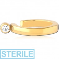 STERILE GOLD PVD COATED SURGICAL STEEL JEWELLED EAR CUFF