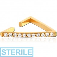 STERILE GOLD PVD COATED SURGICAL STEEL JEWELLED EAR CUFF