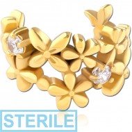 STERILE GOLD PVD COATED SURGICAL STEEL JEWELLED EAR CUFF