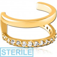 STERILE GOLD PVD COATED SURGICAL STEEL JEWELLED EAR CUFF