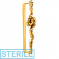 STERILE GOLD PVD COATED SURGICAL STEEL JEWELLED EAR CUFF