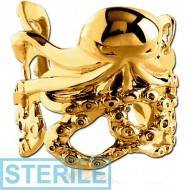 STERILE GOLD PVD COATED SURGICAL STEEL EAR CUFF - SQUID
