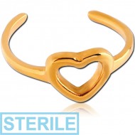 STERILE GOLD PVD COATED SURGICAL STEEL EAR CUFF - HEART