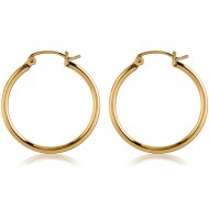 STERILE GOLD PVD COATED SURGICAL STEEL WIRE HOOP EARRINGS - ROUND