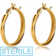 STERILE GOLD PVD COATED SURGICAL STEEL HOOP EARRINGS