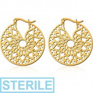 STERILE GOLD PVD COATED SURGICAL STEEL HOOP EARRINGS