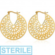 STERILE GOLD PVD COATED SURGICAL STEEL HOOP EARRINGS