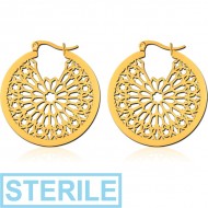 STERILE GOLD PVD COATED SURGICAL STEEL HOOP EARRINGS